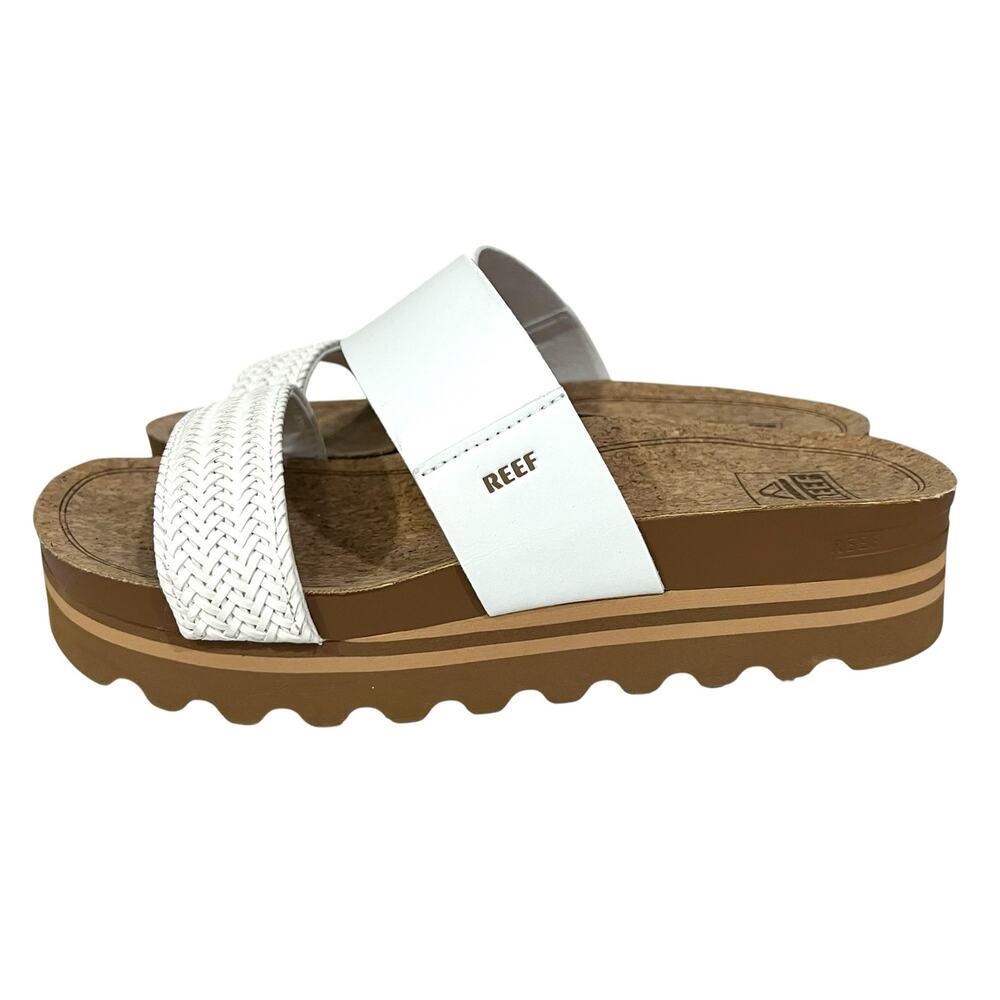 Reef Sandals Womens Cushion Vista Hi Cloud White Slip On Slides Cork Size 8